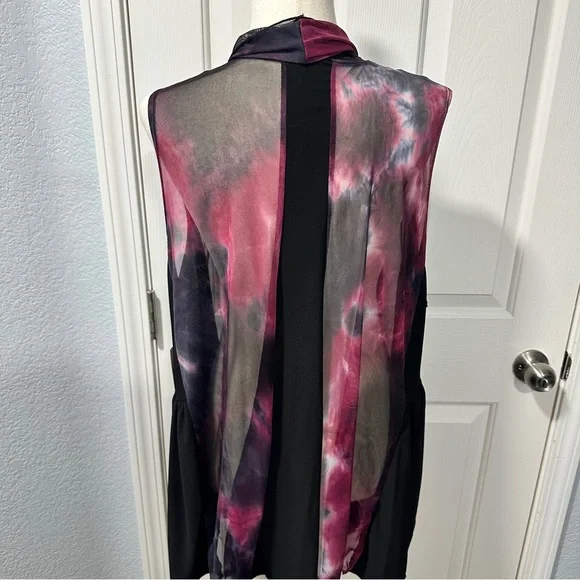 Zadie B's Size 2X Magenta Gray Sleeveless Cardigan Vest Modest kimono Layer - Picture 7 of 9